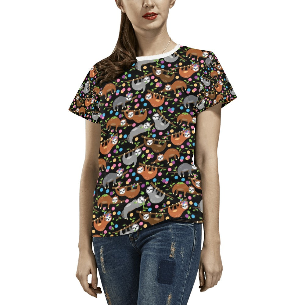 Sloth Print Design LKS306 Women's  T-shirt