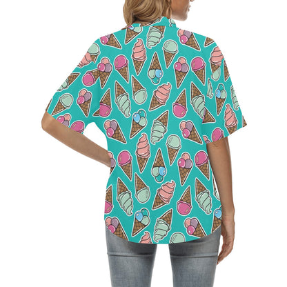 Ice Cream Pattern Print Design IC01 Women's Hawaiian Shirt