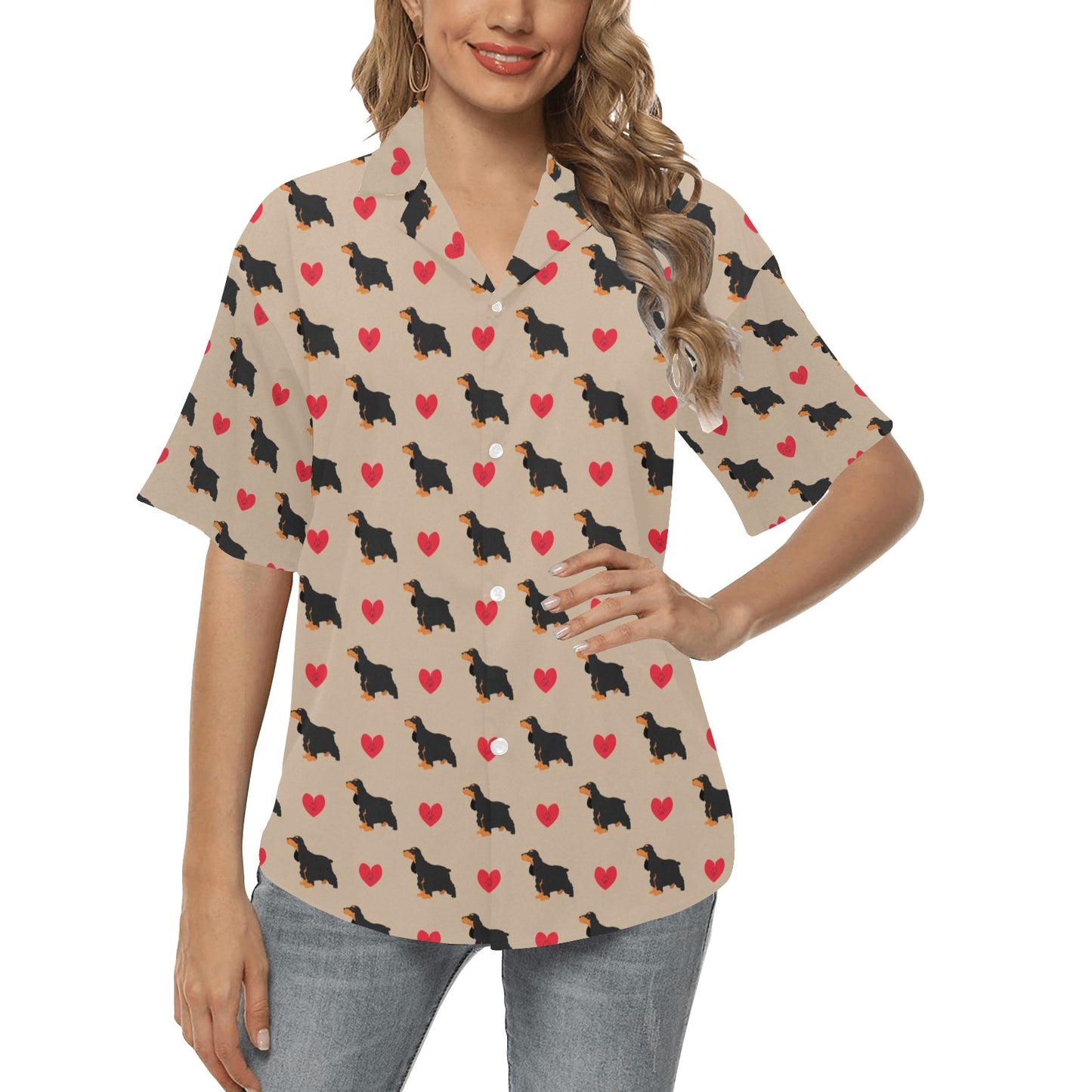 Cocker Pattern Print Design 02 Women's Hawaiian Shirt