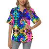 Tie Dye Rainbow Design Print Women's Hawaiian Shirt