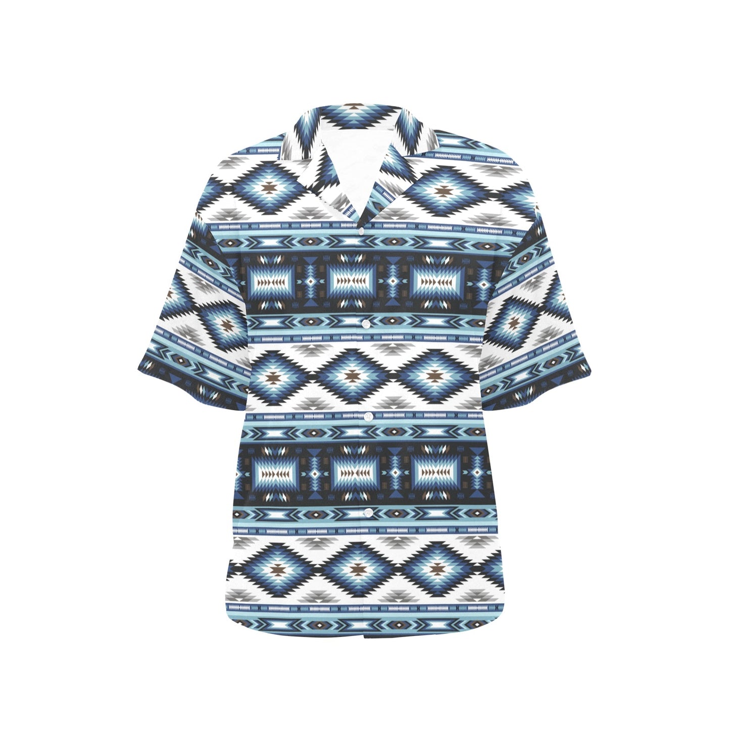 Navajo Dark Blue Print Pattern Women's Hawaiian Shirt