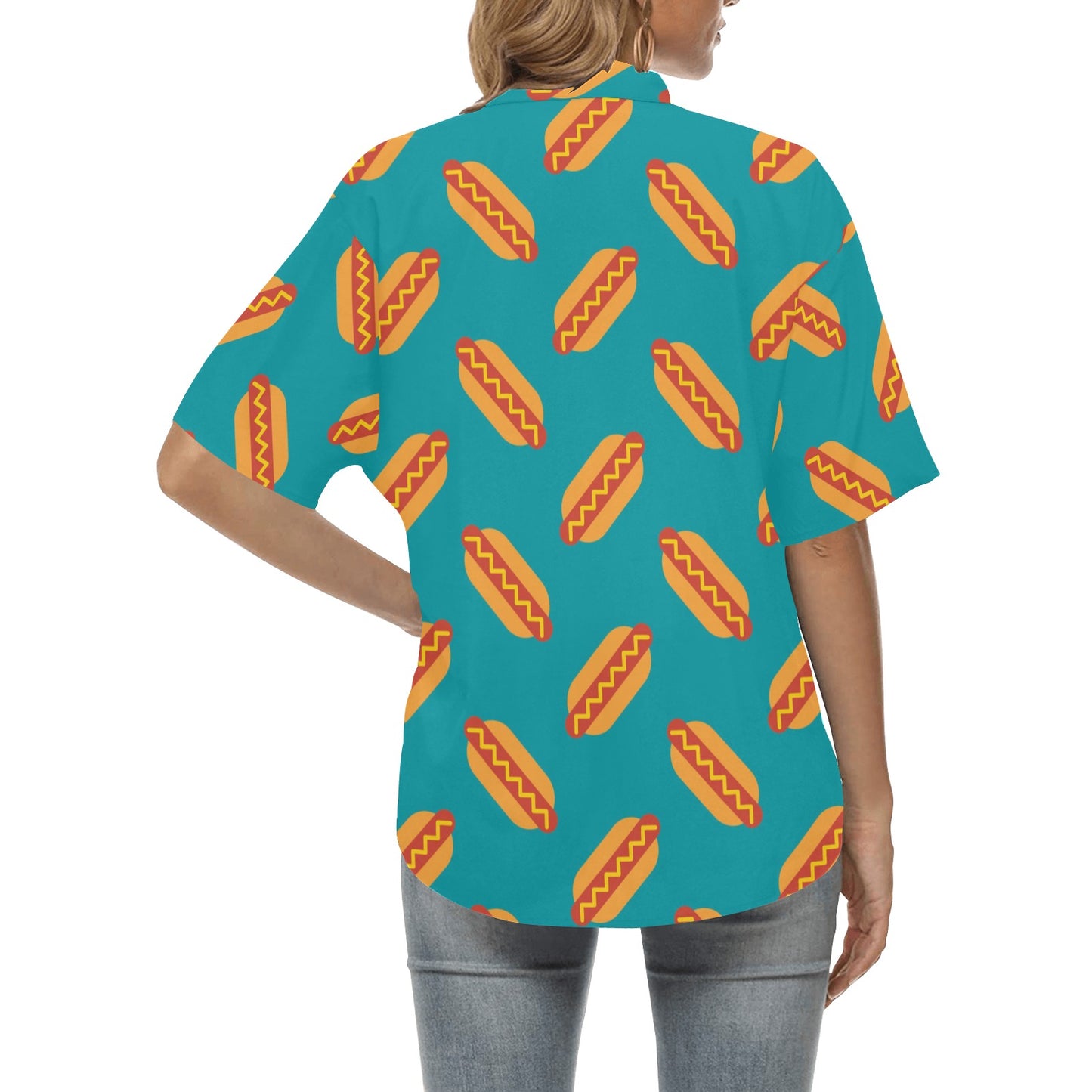 Hot Dog Pattern Print Design 03 Women's Hawaiian Shirt