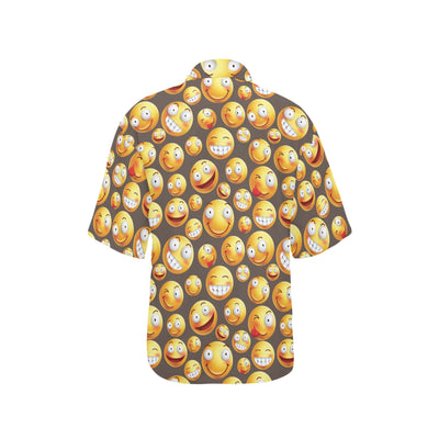 Smiley Face Emoji Print Design LKS303 Women's Hawaiian Shirt