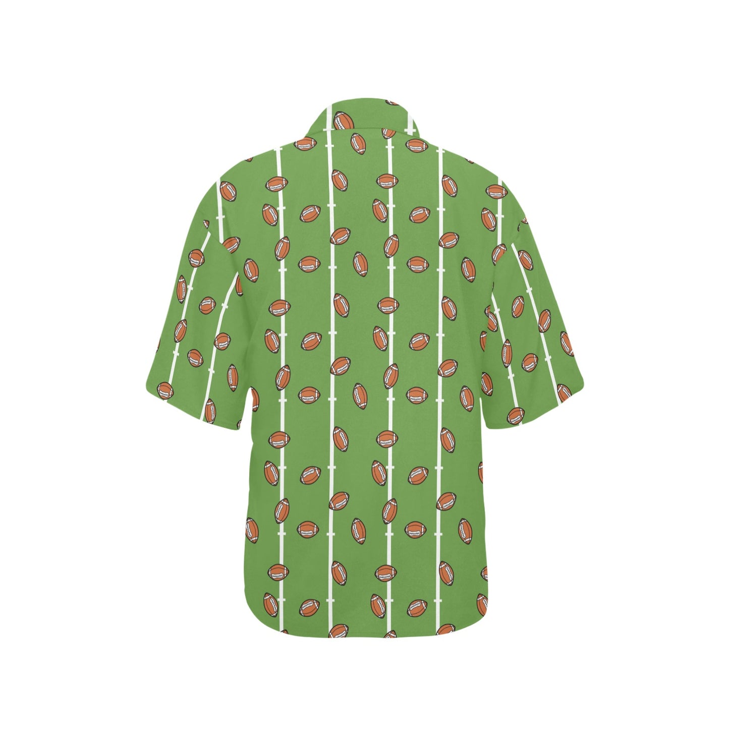 American Football on Field Themed Print Women's Hawaiian Shirt