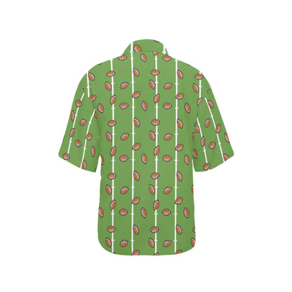 American Football on Field Themed Print Women's Hawaiian Shirt
