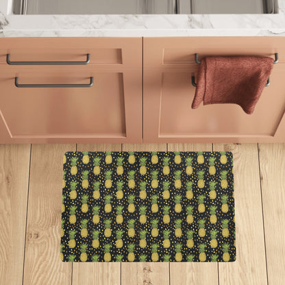 Pineapple Gold Dot Themed Print Kitchen Mat