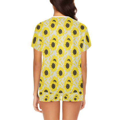 Sunflower Print Design LKS309 Women's Short Pajama Set