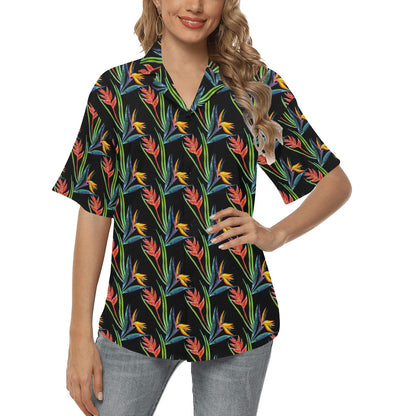 Heliconia Pattern Print Design HL04 Women's Hawaiian Shirt