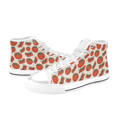 Tomato Print Design LKS302 High Top Women's White Shoes