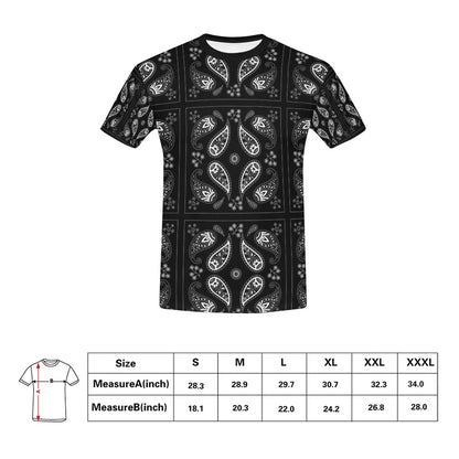 Bandana Paisley Black Print Design LKS308 Men's All Over Print T-shirt