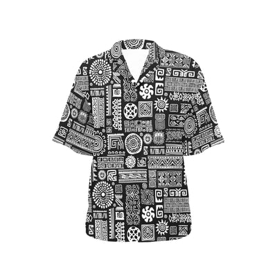 Polynesian Pattern Print Design A02 Women's Hawaiian Shirt