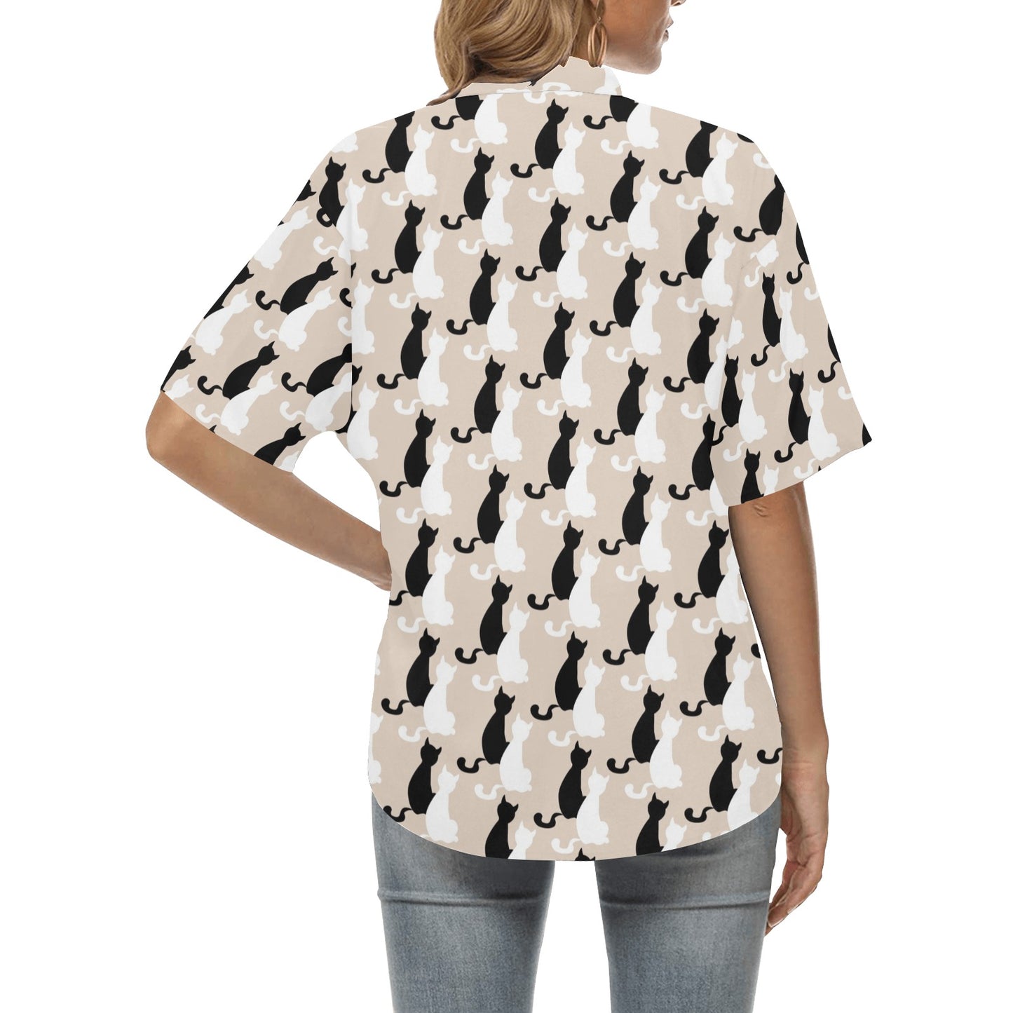 Cat Pattern Print Design 04 Women's Hawaiian Shirt