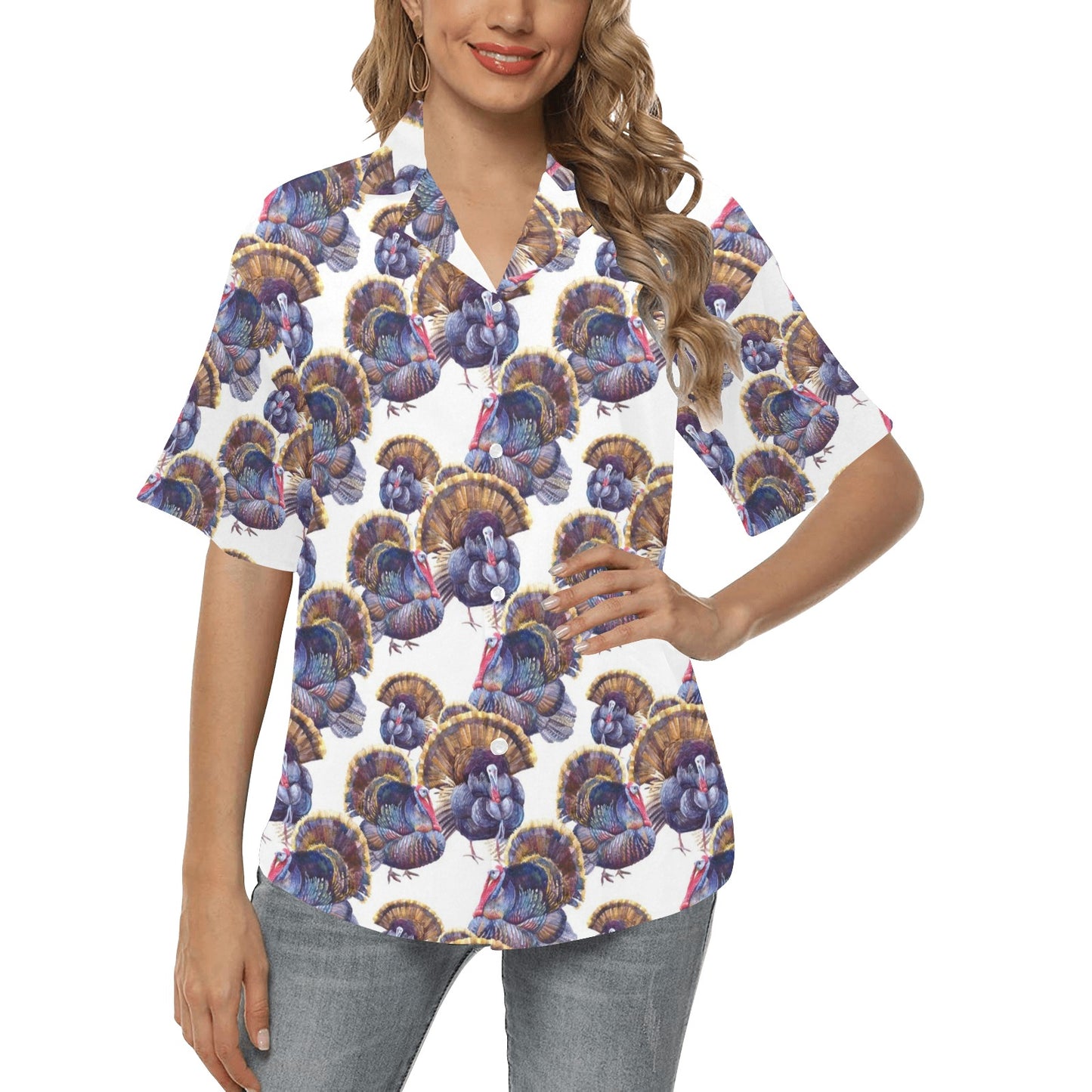 Turkey Pattern Print Design 01 Women's Hawaiian Shirt