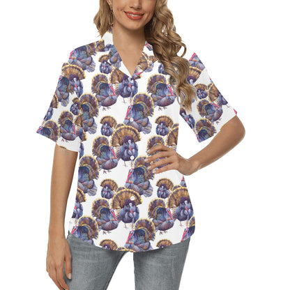 Turkey Pattern Print Design 01 Women's Hawaiian Shirt