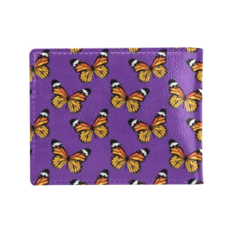 Monarch Butterfly Purple Print Pattern Men's ID Card Wallet