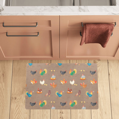 Chicken Happy Print Pattern Kitchen Mat