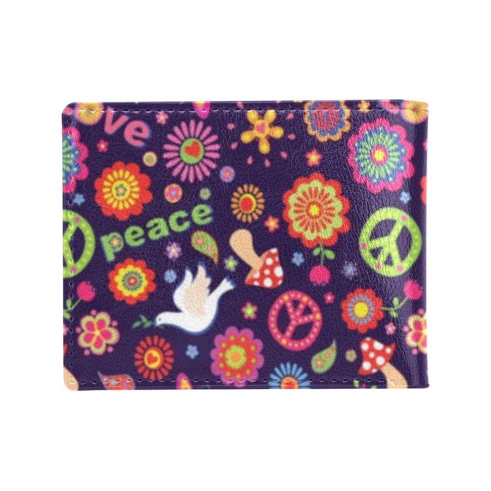 Flower Power Peace Design Print Men's ID Card Wallet