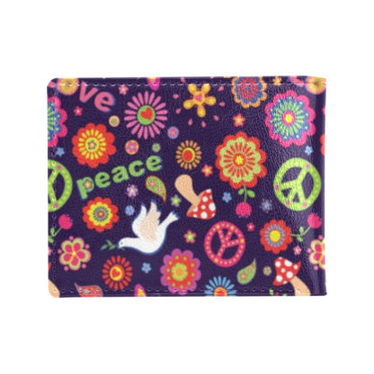 Flower Power Peace Design Print Men's ID Card Wallet