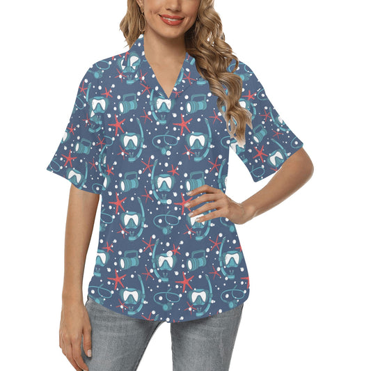 Scuba Equipment Print Design LKS302 Women's Hawaiian Shirt