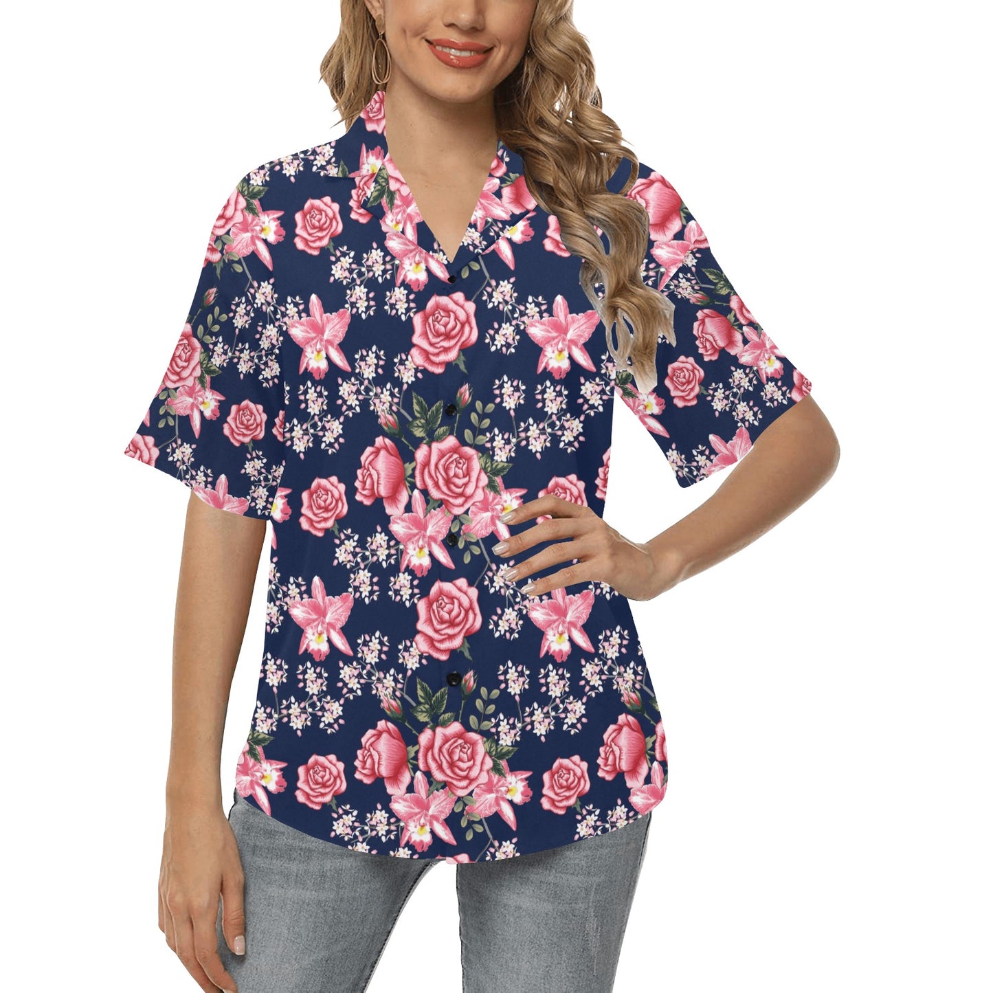 Rose Pattern Print Design A05 Women's Hawaiian Shirt