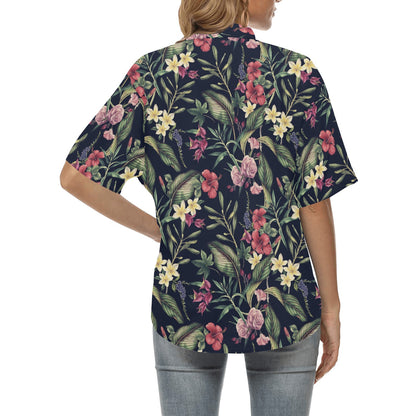 Tropical Flower Pattern Women's Hawaiian Shirt