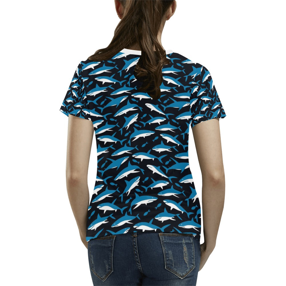 Shark Print Design LKS303 Women's  T-shirt