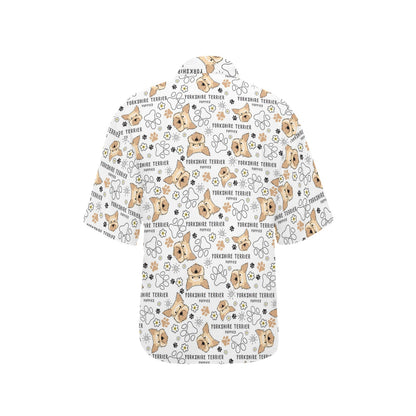 Yorkshire Terriers Print Design LKS308 Women's Hawaiian Shirt