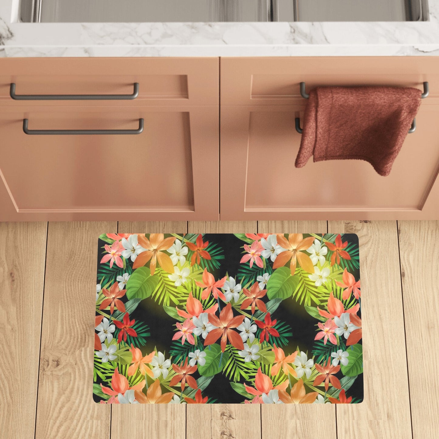 Amaryllis Pattern Print Design AL07 Kitchen Mat