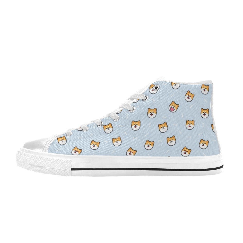 Shiba Inu Print Design LKS3012 High Top Women's White Shoes