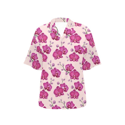 Orchid Purple Pattern Print Design OR04 Women's Hawaiian Shirt