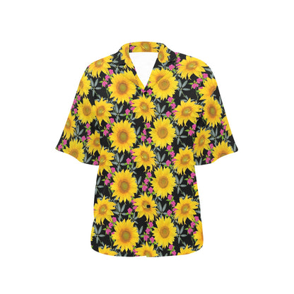 Sunflower Pattern Print Design SF014 Women's Hawaiian Shirt