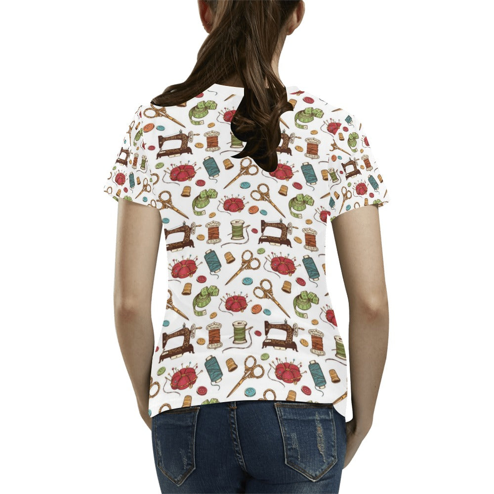 Sewing Equipment Print Design LKS304 Women's  T-shirt