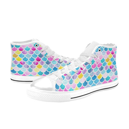 Scales Print Design LKS402 High Top Women's White Shoes