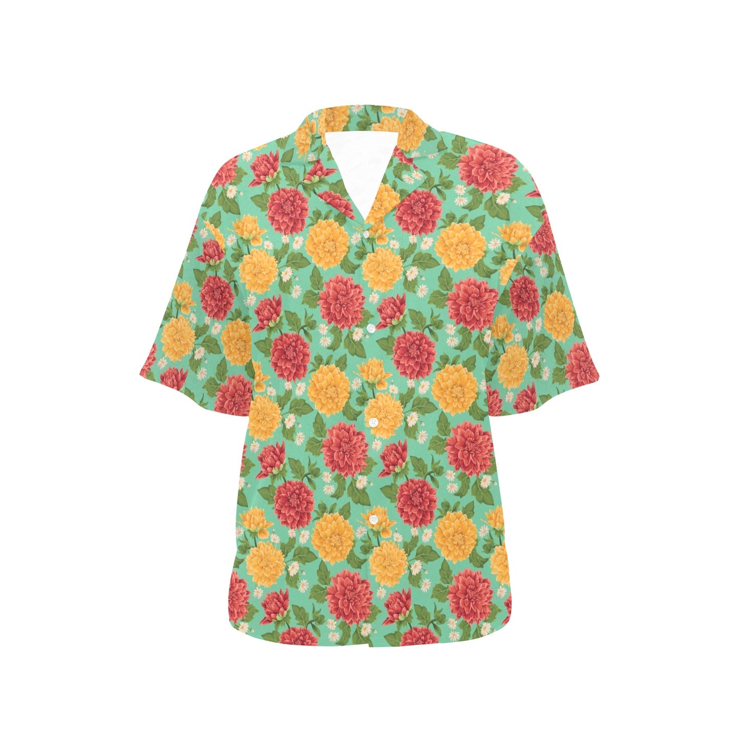 Dahlia Pattern Print Design DH011 Women's Hawaiian Shirt