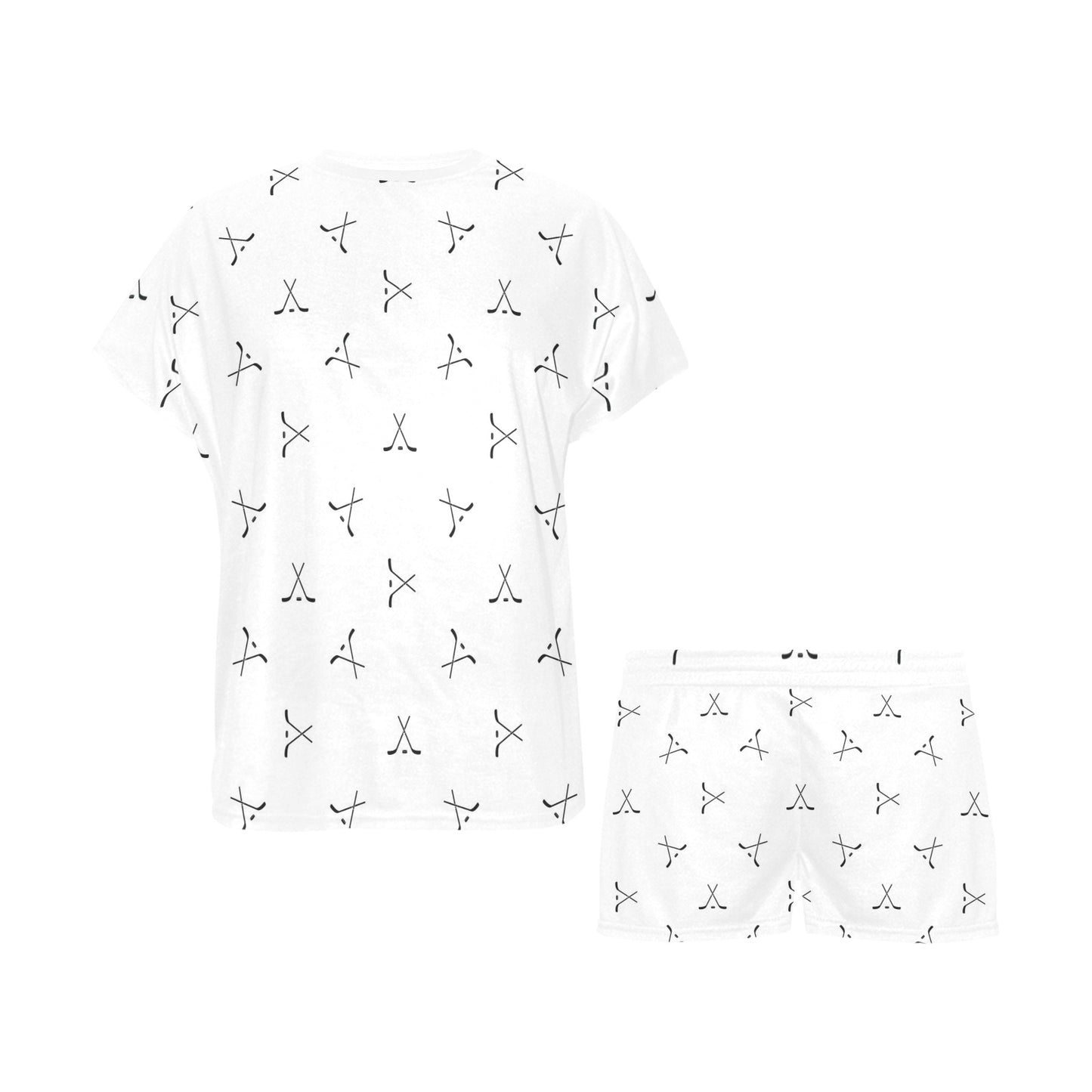Hockey Print Design LKS304 Women's Short Pajama Set