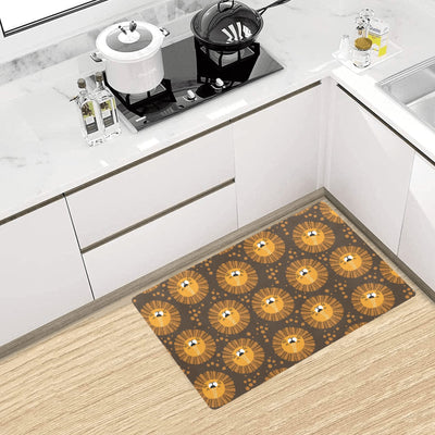 Lion Cartoon Pattern Print Design 01 Kitchen Mat