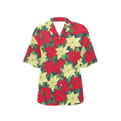Poinsettia Pattern Print Design POT06 Women's Hawaiian Shirt