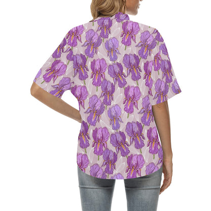 Iris Pattern Print Design IR05 Women's Hawaiian Shirt