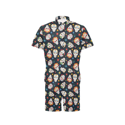 Sugar Skull Print Design LKS305 Men's Romper