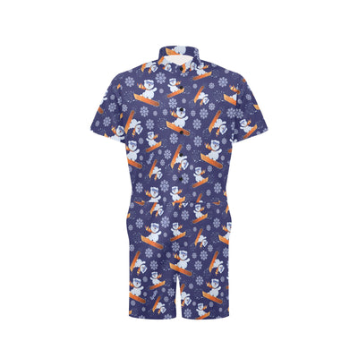 Snowboard Bear Print Design LKS305 Men's Romper