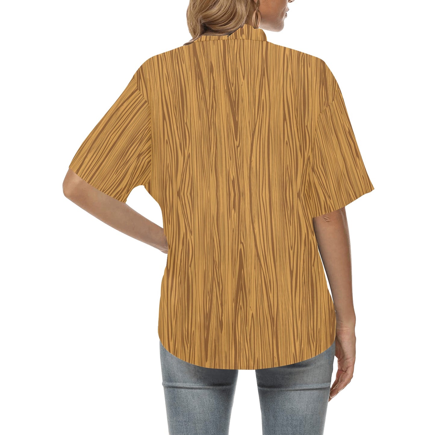 Wood Texture Print Design LKS301 Women's Hawaiian Shirt