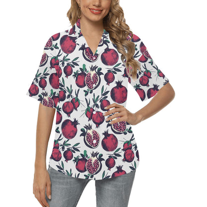 Pomegranate Pattern Print Design PG01 Women's Hawaiian Shirt