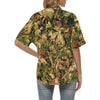 Camo Realistic Tree Forest Texture Print Women's Hawaiian Shirt