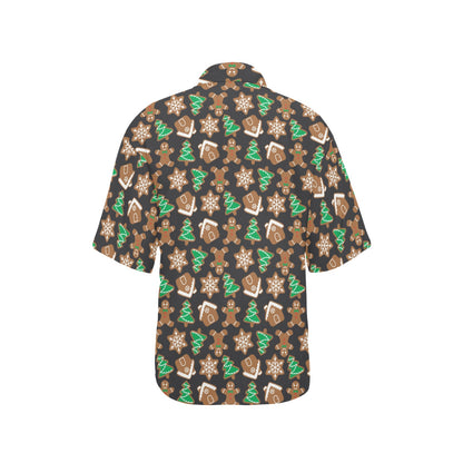 Gingerbread Pattern Print Design 02 Women's Hawaiian Shirt