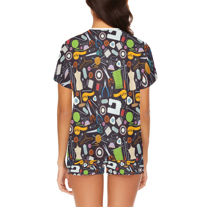 Sewing Equipment Print Design LKS308 Women's Short Pajama Set