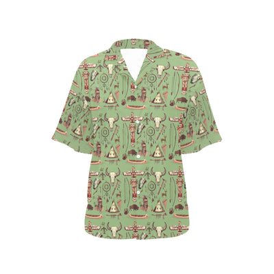 Native Indian Themed Design Print Women's Hawaiian Shirt