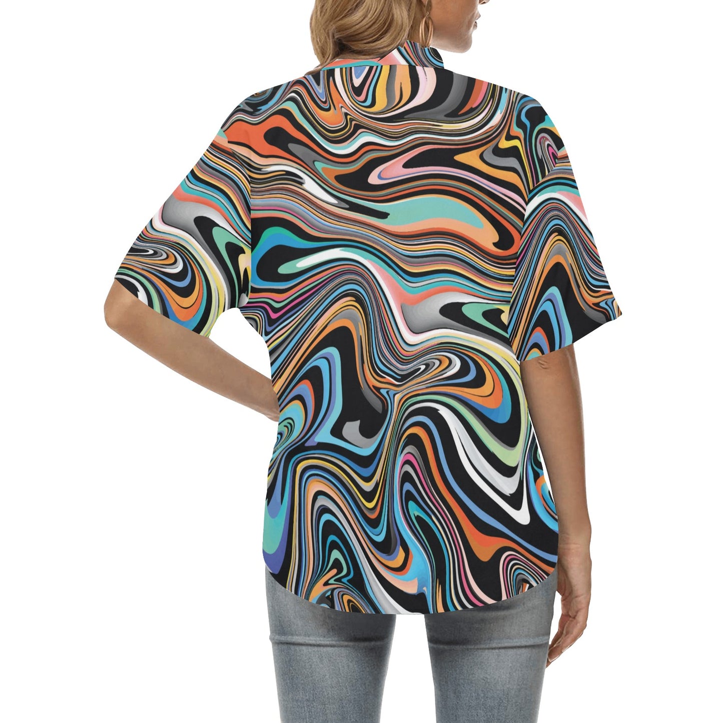Liquid Pattern Print Design 02 Women's Hawaiian Shirt