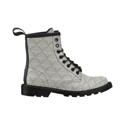 Damask Grey Elegant Print Pattern Women's Boots