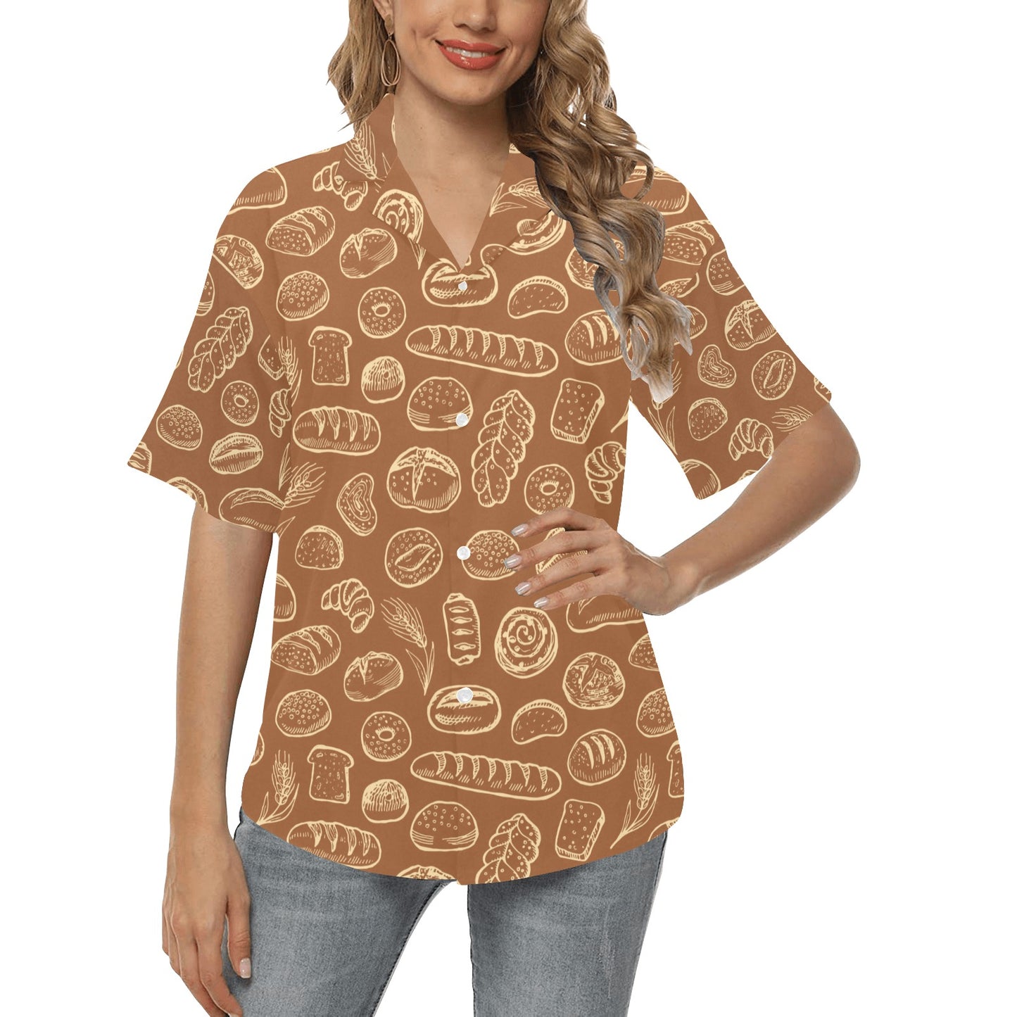 Bread Pattern Print Design 03 Women's Hawaiian Shirt