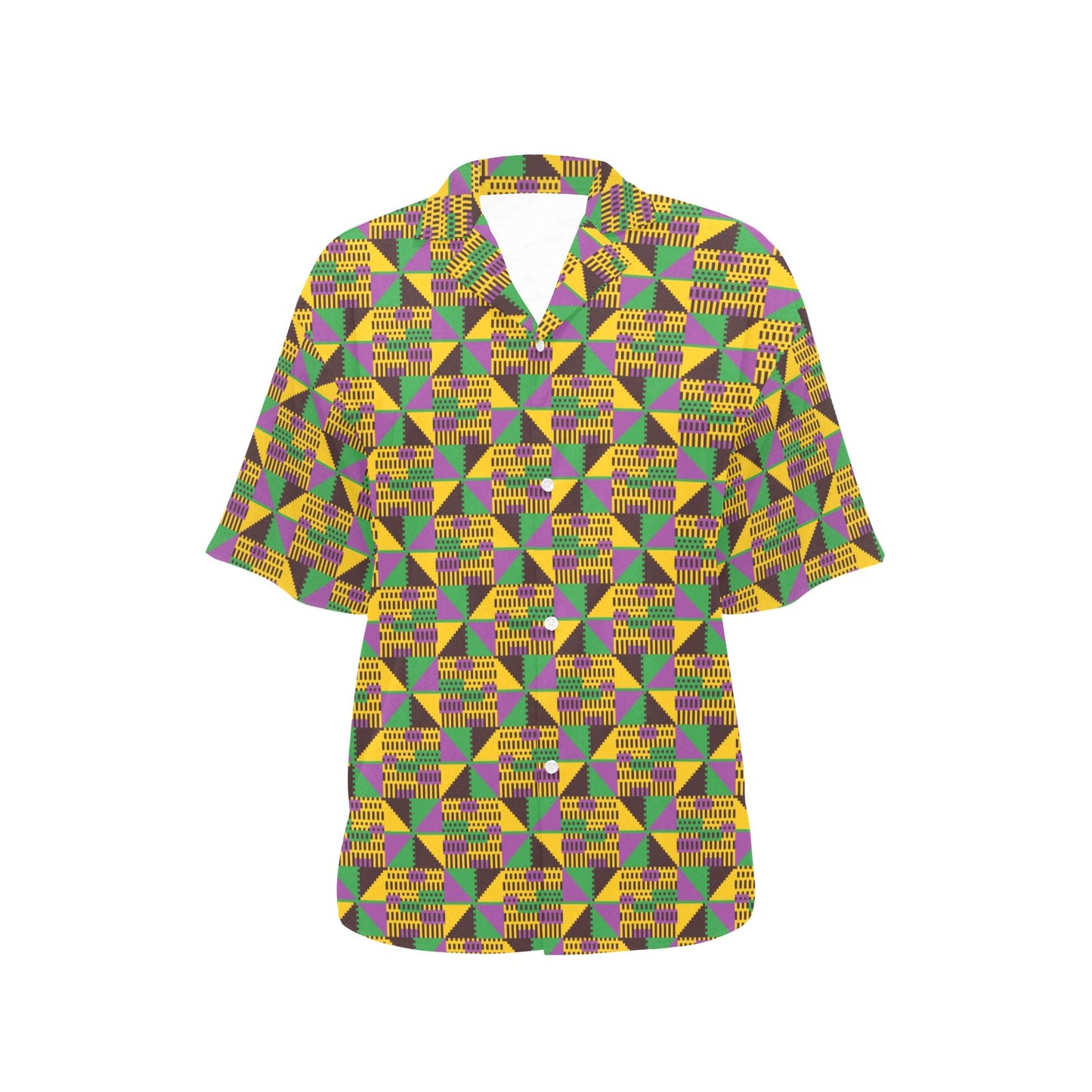 Kente Triangle Design African Print Women's Hawaiian Shirt